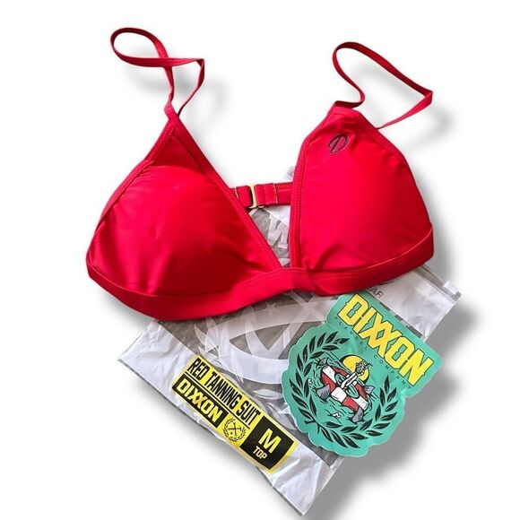 DIXXON Flannel Company Bright Red Triangle Bikini Top Tanning Suit - Picture 1 of 4